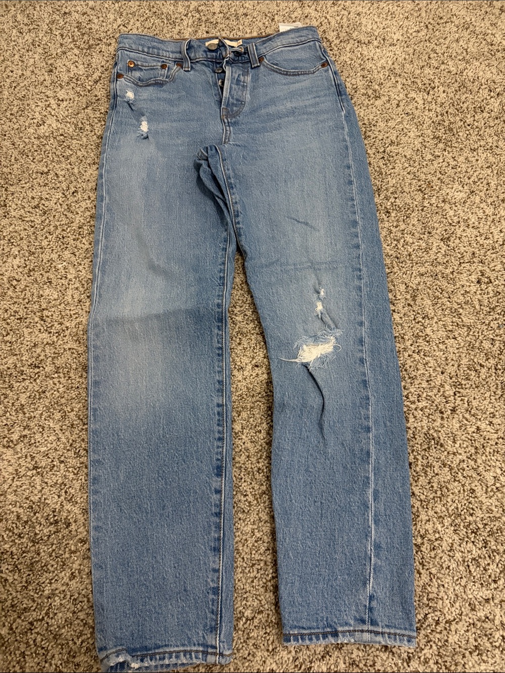 Levi's Light Blue Straight-Leg Ripped Jeans